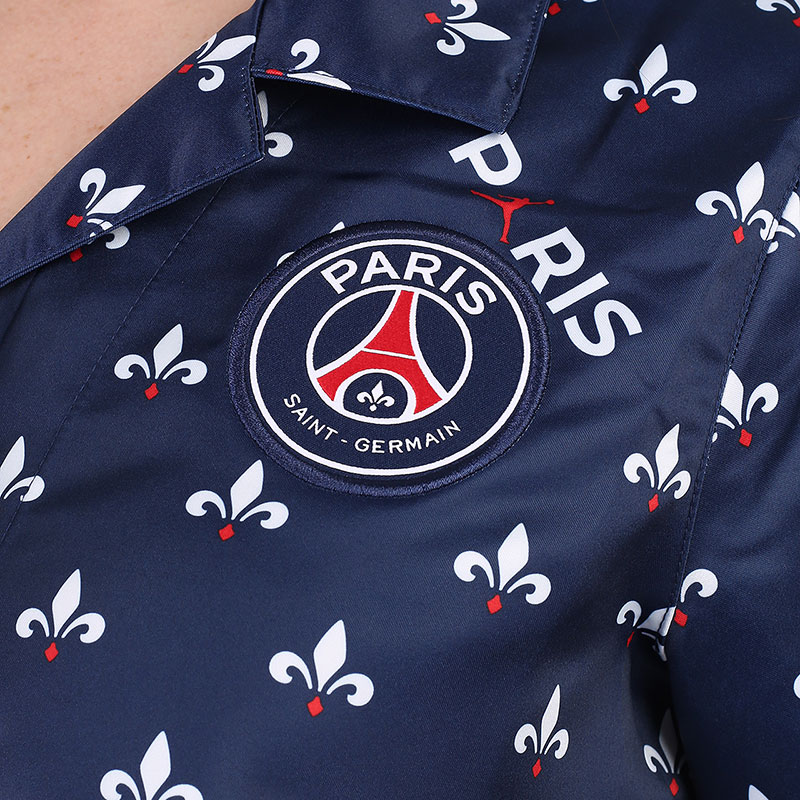 женская синяя рубашка Jordan Paris Saint-Germain Women's Short-Sleeve Printed Top DC0451-410 - цена, описание, фото 2